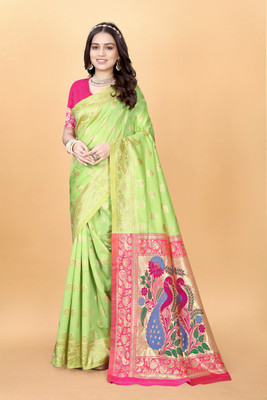 DHAYNAAND REEWA FASHION Floral Print Kalamkari Organza Saree(Multicolor)