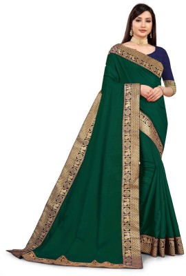 NiKHATFASHION Temple Border Banarasi Tussar Silk Saree(Multicolor)