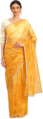Divastri Embroidered Bollywood Net Saree(Yellow)