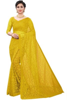 Silkbazar Self Design Jamdani Cotton Blend Saree(Yellow)