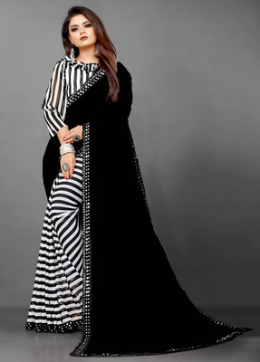 ONpeak Striped Bollywood Georgette, Chiffon Saree(Multicolor)