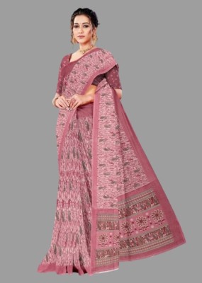 HouseOfCommon Printed Daily Wear Georgette Saree(Pink)