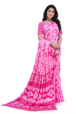 Julee Printed Daily Wear Chiffon Saree(Pink)