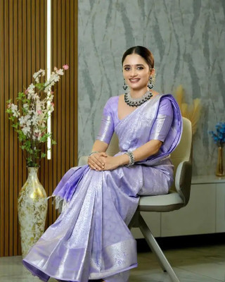 SHREEJA FASHION Woven, Self Design Banarasi Silk Blend Saree(Light Blue)