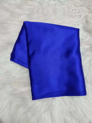 Aruna Sarees Solid/Plain Bollywood Pure Silk, Satin Saree(Blue)