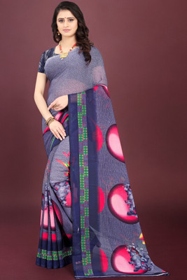 Leelavati Printed Daily Wear Georgette Saree(Light Blue)