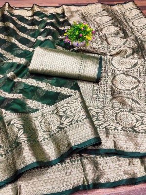 DURGA TEXTILE Self Design Leheria Jacquard, Organza Saree(Green)