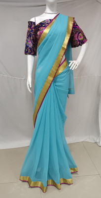Sareez House Self Design Daily Wear Georgette Saree(Light Blue)