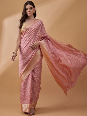 Winza Designer Printed Bollywood Cotton Silk Saree(Pink)