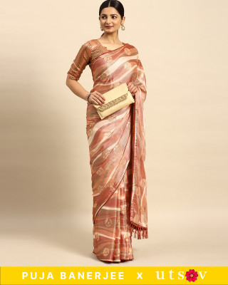 Divastri Printed Bollywood Chiffon Saree(Orange)