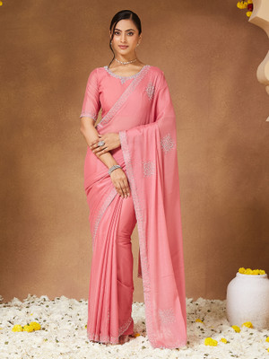Sareemall Embroidered Bollywood Georgette Saree(Pink)