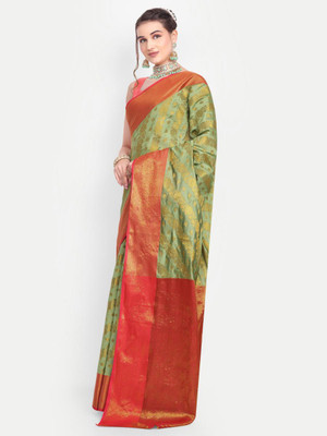 LAVYANSH CREATION Self Design, Woven Banarasi Art Silk, Jacquard Saree(Light Green)