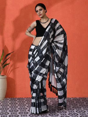 Sangria Printed Daily Wear Satin Saree(Black)