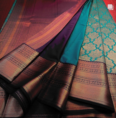 TriveniCreation Woven Banarasi Pure Silk Saree(Multicolor)
