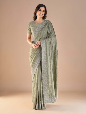 Tasrika Embellished Bollywood Silk Blend Saree(Light Green)
