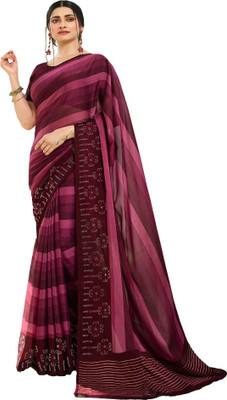 SHREE SOMANATH JARI Printed Bollywood Georgette Saree(Purple)