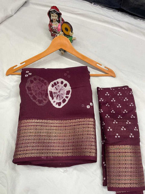 Chandan Fabrics Printed Bollywood Chanderi Saree(Maroon)