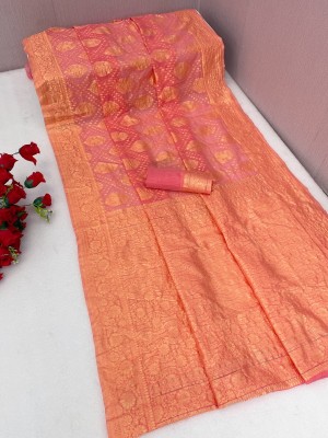 Upalksh Woven Banarasi Cotton Silk, Jacquard Saree(Pink)