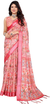 Priyashi Printed Mysore Cotton Silk Saree(Pink)