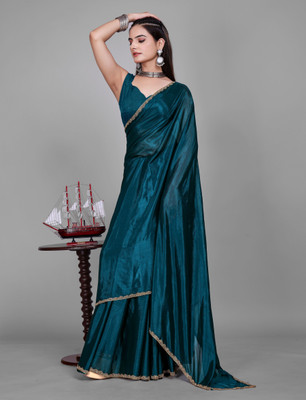 HouseOfCommon Self Design Kanjivaram Jimmy choo, Chiffon Saree(Blue)