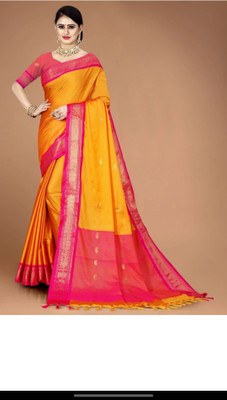 Mortal Textile Animal Print Assam Silk Cotton Silk Saree(Beige)