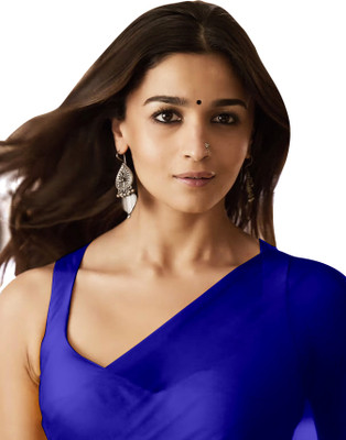 Moda Rapido Solid/Plain Bollywood Georgette Saree(Blue)