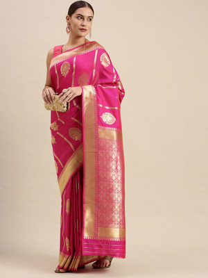 AMIRAT CLOTHING Self Design Banarasi Jacquard Saree(Pink)