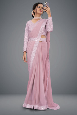 tapovan fashion Printed Bollywood Chiffon Saree(Pink)