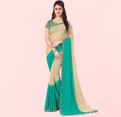 kashvi sarees Printed Daily Wear Georgette Saree(Light Blue, Cream)