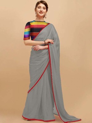 Sareez House Dyed Bollywood Georgette Saree(Grey)