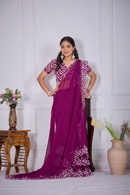 sejufashion Printed Bollywood Georgette Saree(Purple)