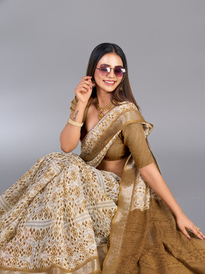 nirmal creation Printed Bollywood Cotton Blend Saree(Multicolor)