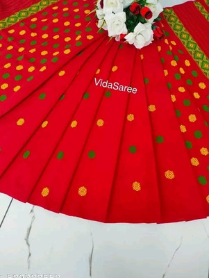 Assamese Mekhla Chador Woven Mekhela Chador Cotton Silk Saree(Red)