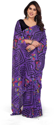 Jayu Dyed Daily Wear Georgette Saree(Purple)
