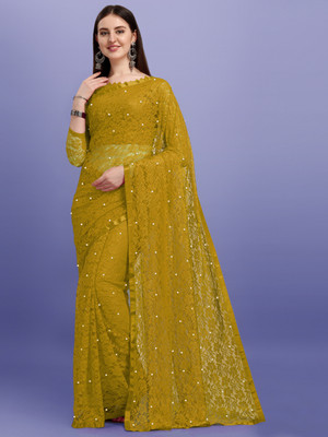 Croza Self Design Bollywood Net Saree(Multicolor)