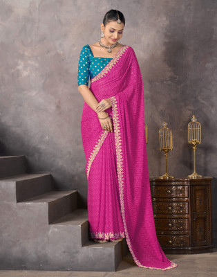 Satrani Self Design Bollywood Georgette Saree(Pink)
