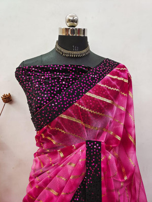 LADYSUTRA Self Design Bollywood Lycra Blend Saree(Multicolor)