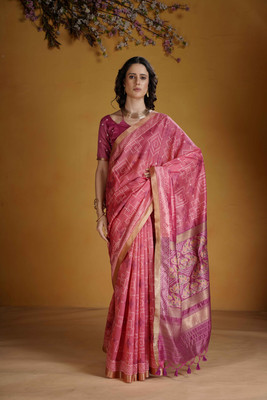 SHREEKHODIYARST Woven Handloom Jacquard, Art Silk Saree(Pink)