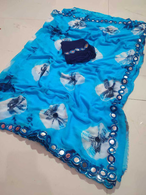NeeLKANTH ENTERPRISE Woven Bandhani Chiffon Saree(Blue)
