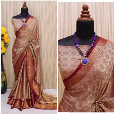 Bombey Velvat Fab Printed KHASI DHARA MUKHLI Cotton Silk, Pure Silk Saree(Beige)