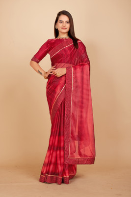 DIVYASHAKTI FASHION Embellished Daily Wear Lycra Blend Saree(Red)