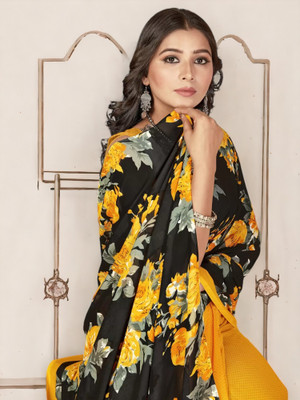 TTH Printed Bollywood Georgette Saree(Yellow)