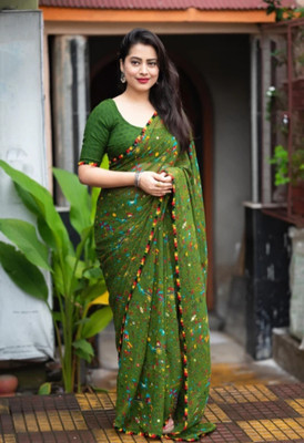 Dhanlaxmi CreationLLP Printed Daily Wear Georgette Saree(Red)