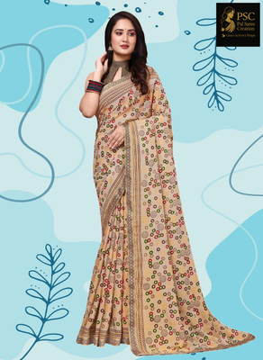 PalSaree Printed Daily Wear Chiffon Saree(Brown)