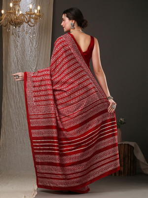 Anouk Rustic Printed Daily Wear Silk Blend Saree(Red)