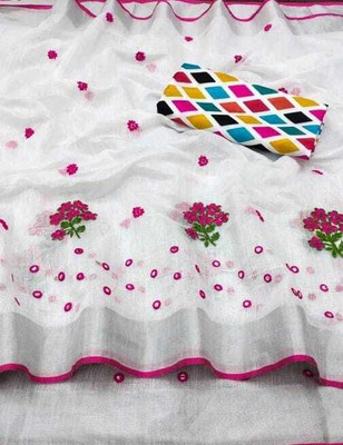 Sayal Creation Self Design Daily Wear Cotton Linen Saree(Pink)