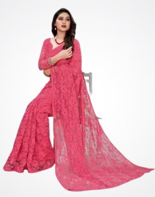 HouseOfCommon Embroidered Bollywood Net Saree(Magenta)