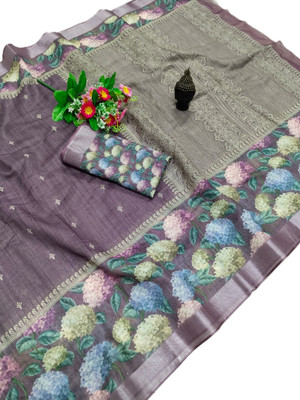 HouseOfCommon Printed Bollywood Cotton Linen, Linen Saree(Pack of 2, Multicolor)