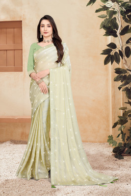 LAKHADATARI PRINTS Embellished Daily Wear Georgette Saree(Cream)