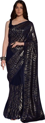 Dwiza Enterprise Self Design, Embellished, Embroidered, Temple Border, Woven, Applique Bollywood Georgette Saree(Blue)